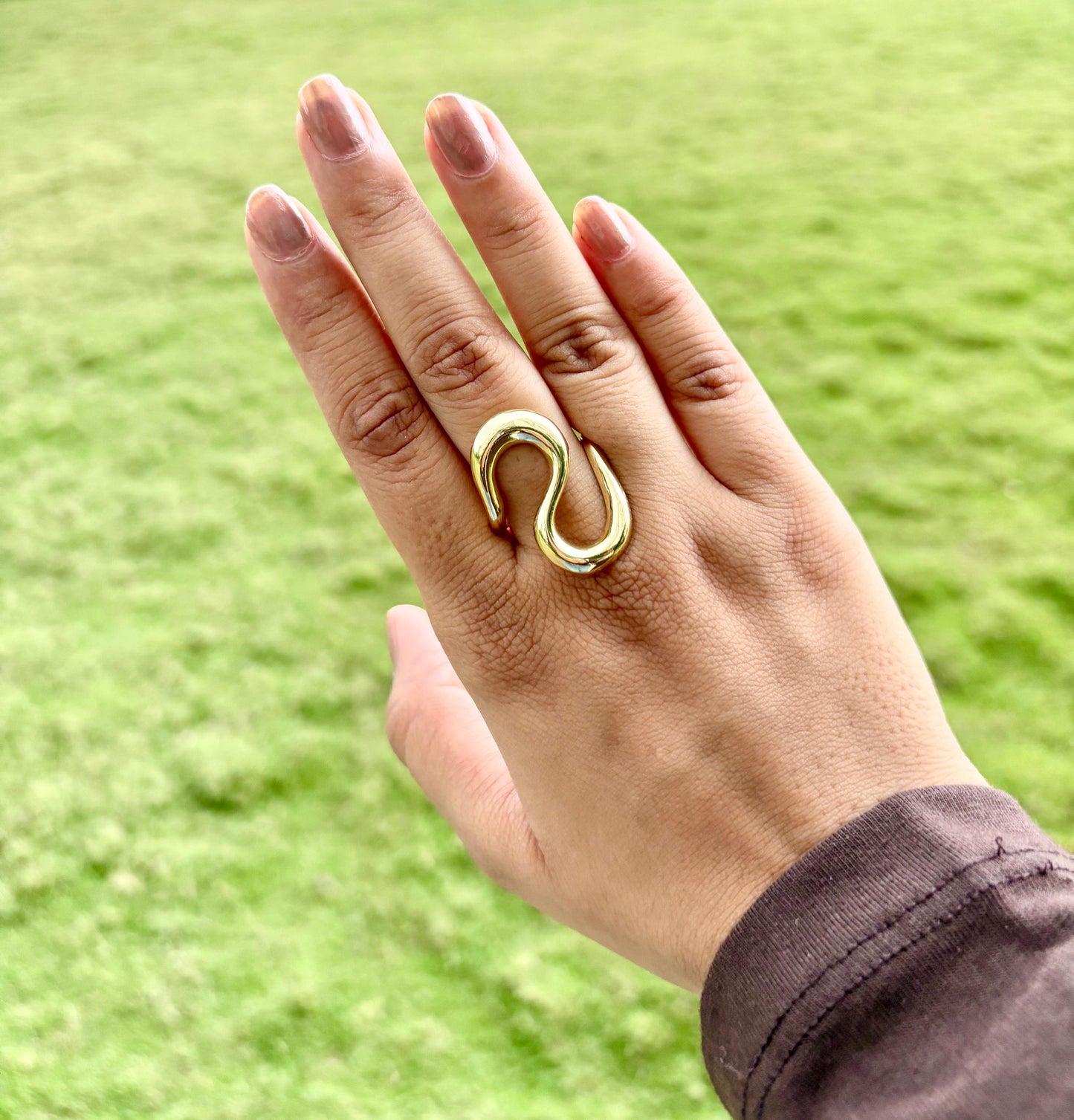 Gold Sculptural Wave Ring