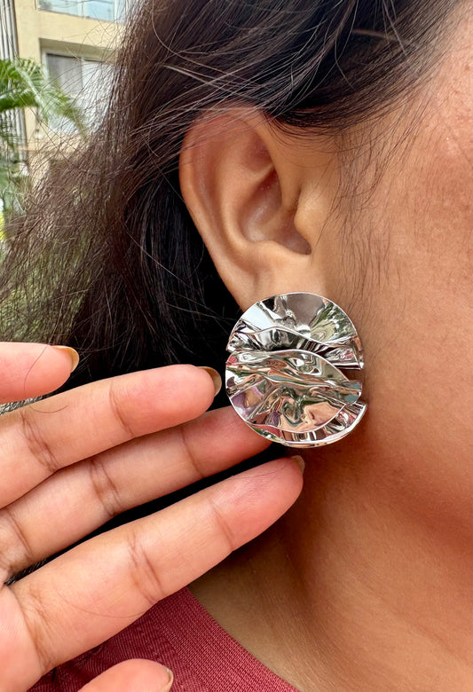 Silver Sculpted Statement Earrings