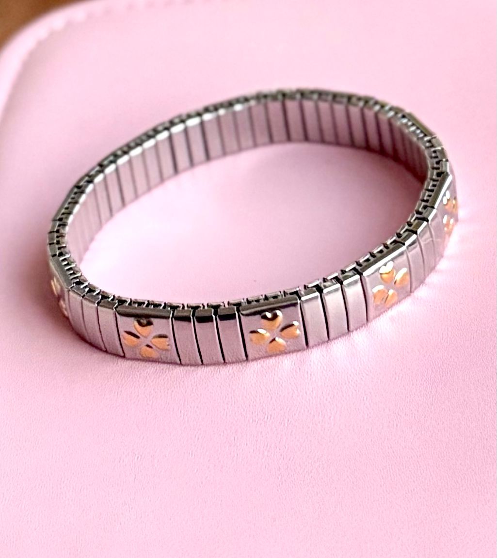 Stainless Steel Floral Stretch Bracelet