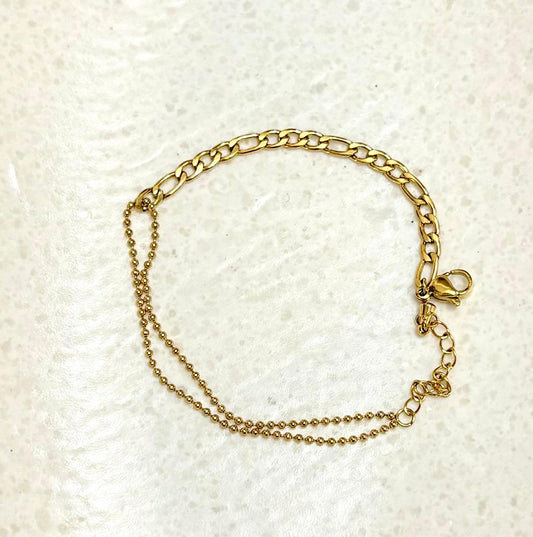 Dainty Gold Beaded Chain Bracelet