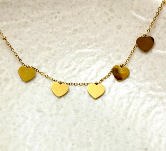 Dainty Gold Heart Charm Bracelet
