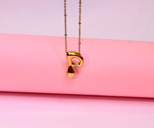 Golden Flow Initial Necklace – P
