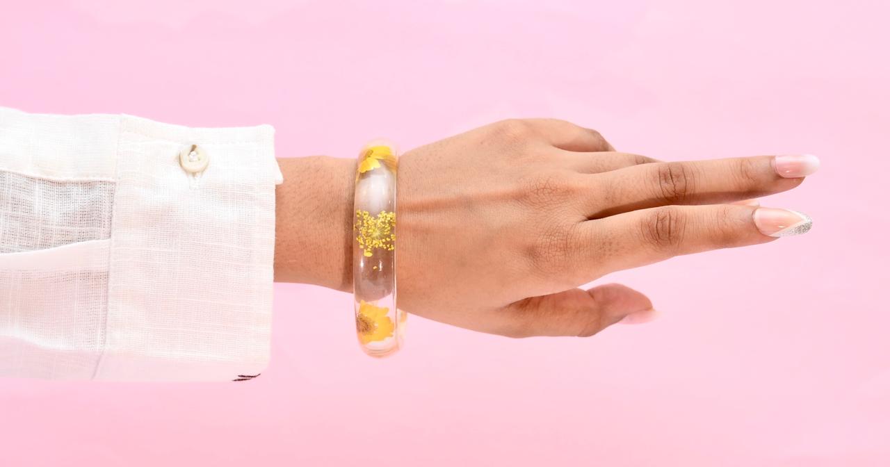 Yellow Bloom Resin Bangle