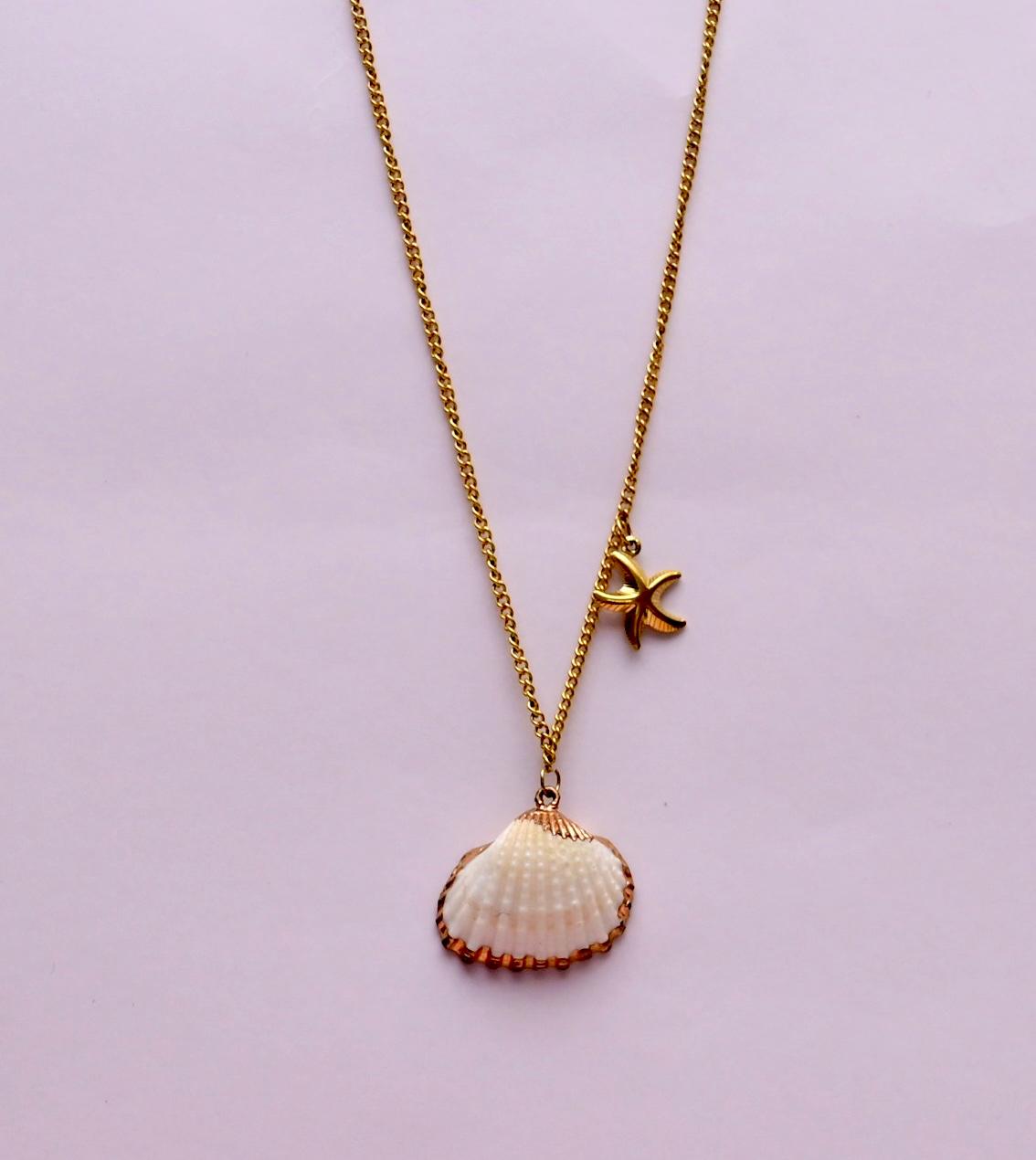Gold Seashell & Starfish Necklace
