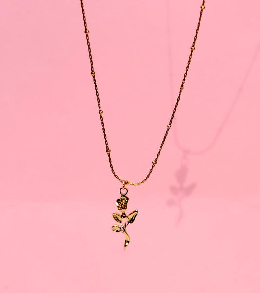 Gold Rose Charm Necklace