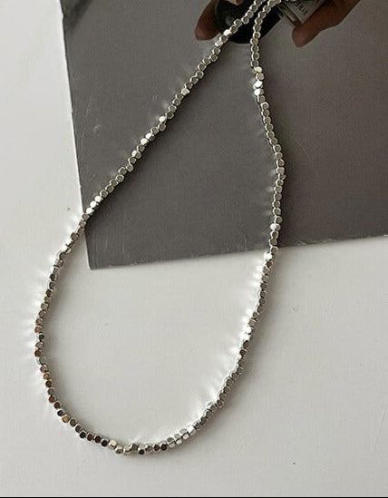 Minimal Silver Beaded Necklace