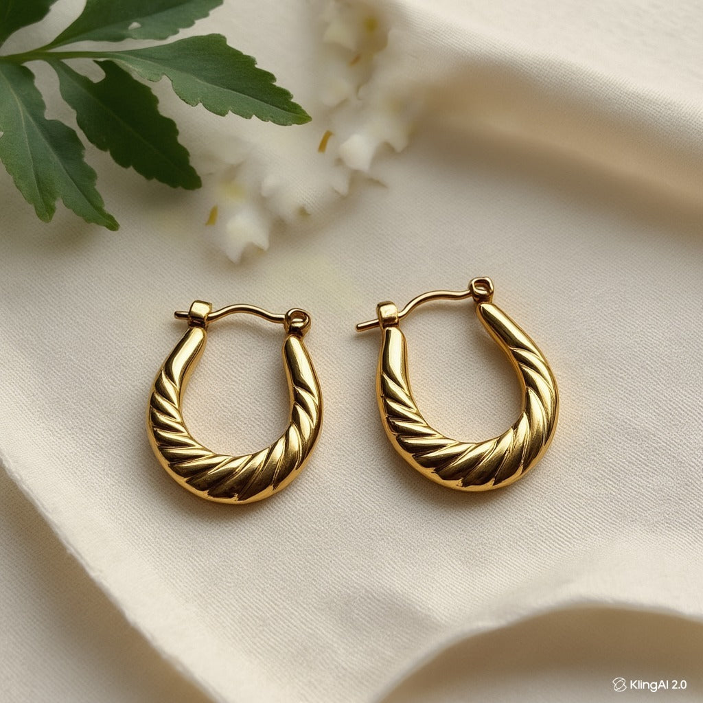 Gold Twisted Hoop Earrings