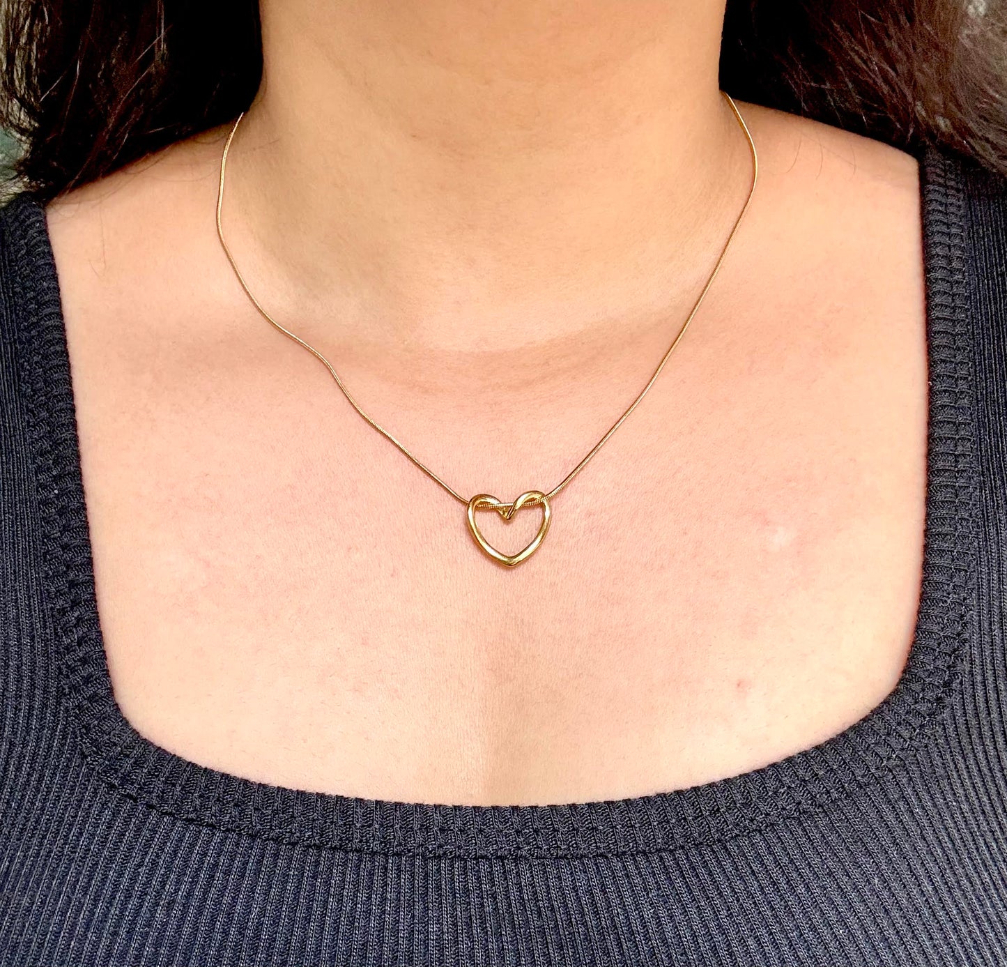 Dainty Gold Open Heart Necklace