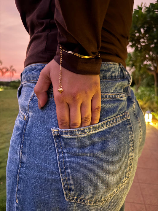 Gold Heart Snake Chain Bracelet