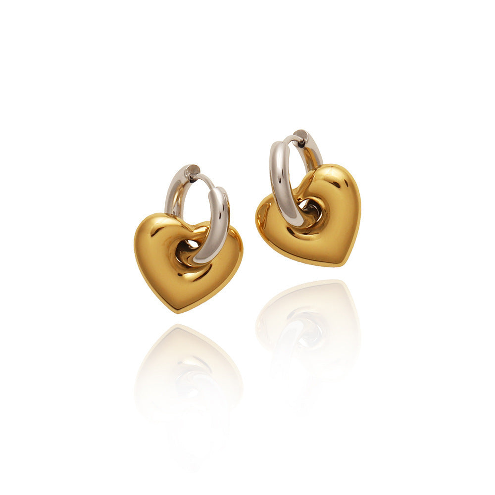 Casual Elegant Heart Shape Dual Tone Drop Earrings