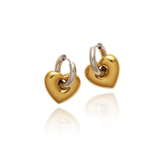 Casual Elegant Heart Shape Dual Tone Drop Earrings