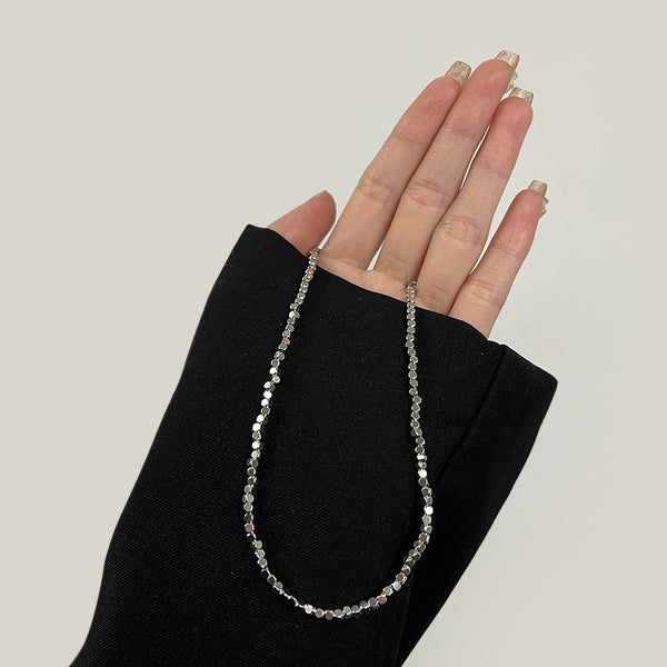 Minimal Silver Beaded Necklace