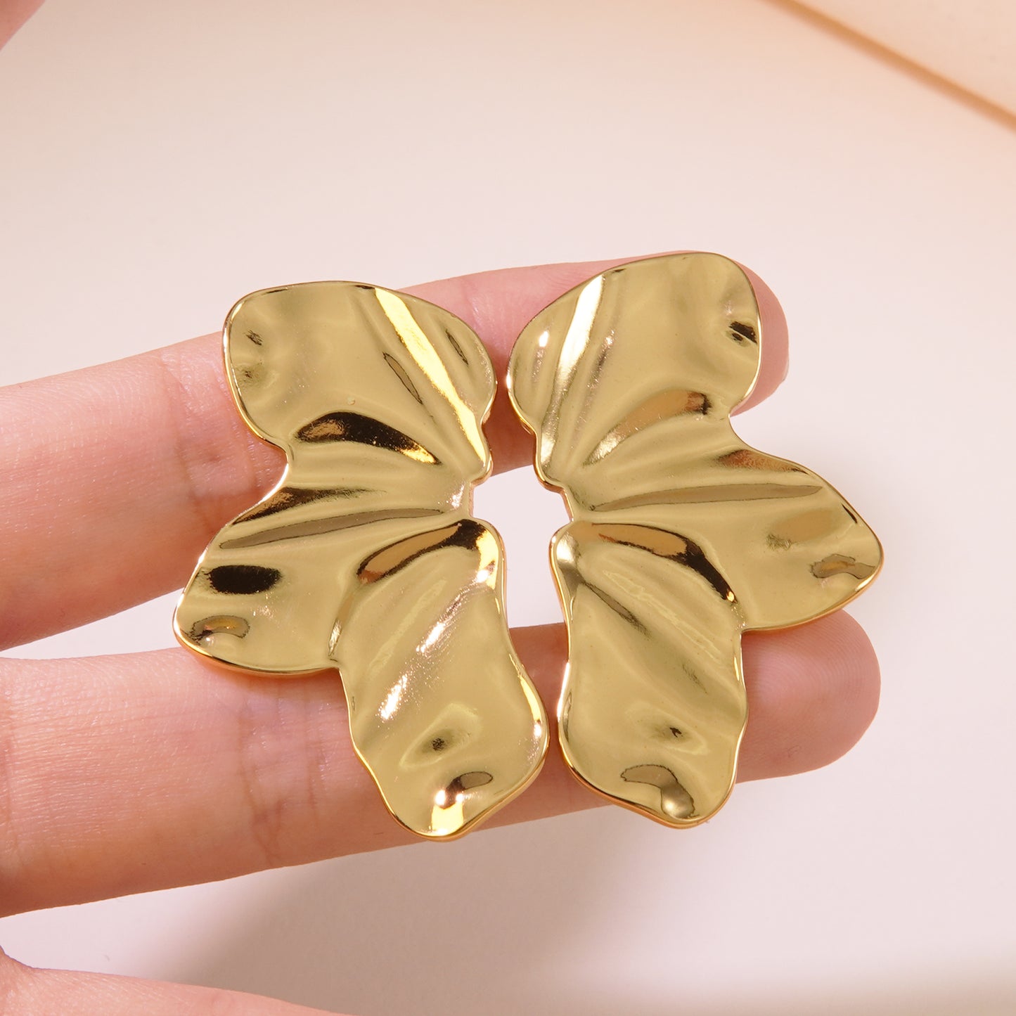 Gold Flower Petal Earrings