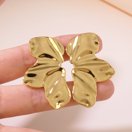 Gold Flower Petal Earrings