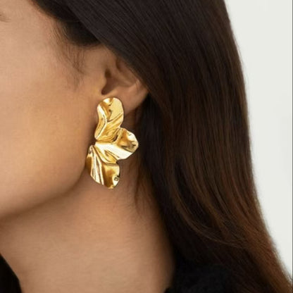 Gold Flower Petal Earrings