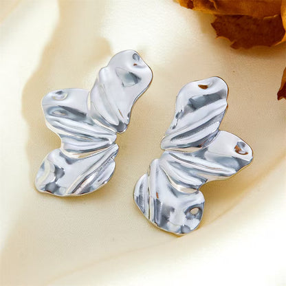Silver Flower Petal Earrings