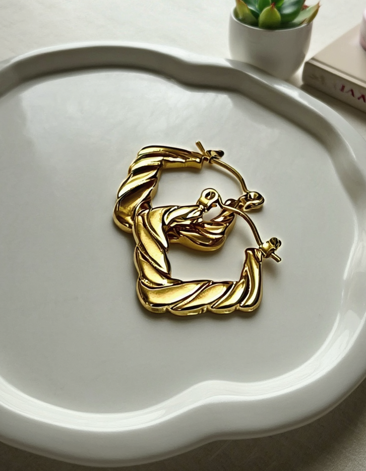 Golden Charm 3 Combo Hoops Earrings