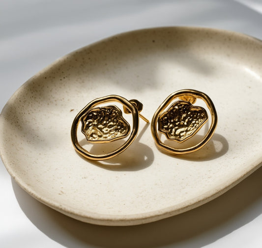 Distorted Oval Gold Earrings