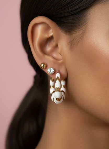White Earrings Hoop