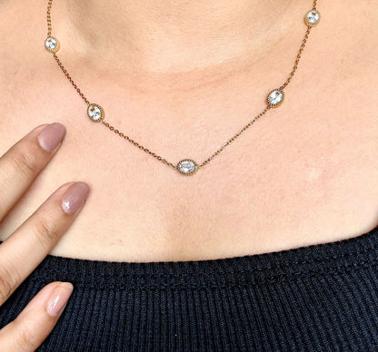 Gold Chain Necklace with Crystal Accents