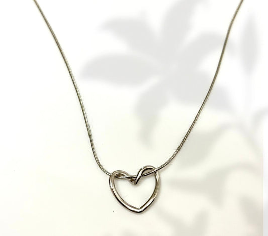 Dainty Silver Open Heart Necklace