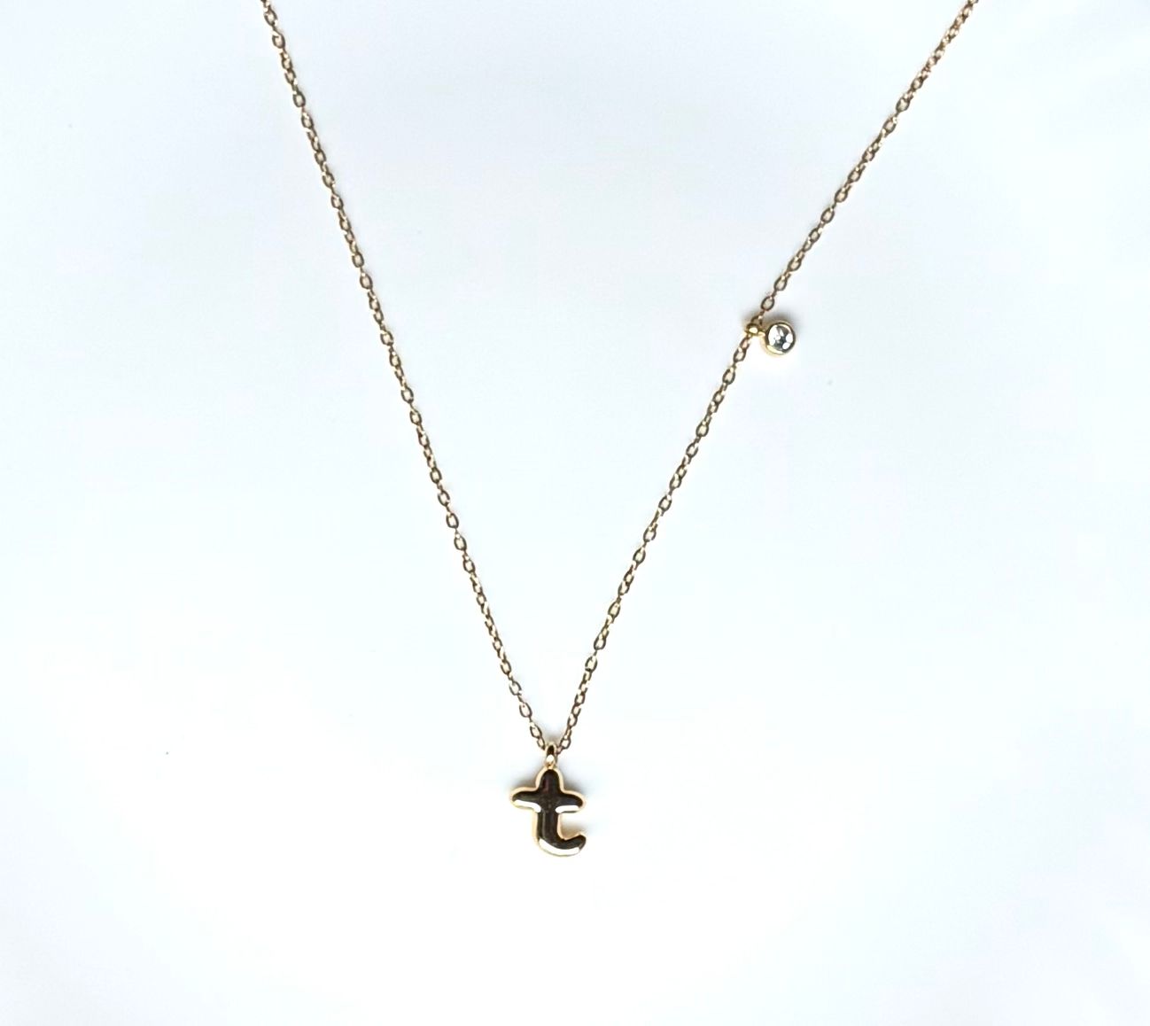 Dew Drop Initial Necklace "T"