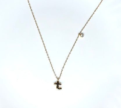 Dew Drop Initial Necklace "T"