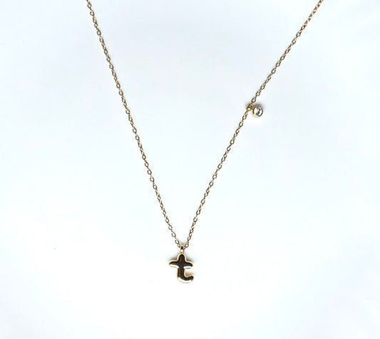 Dew Drop Initial Necklace "T"