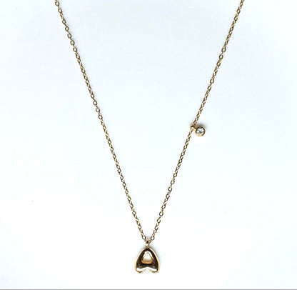 Dew Drop Initial Necklace "A"