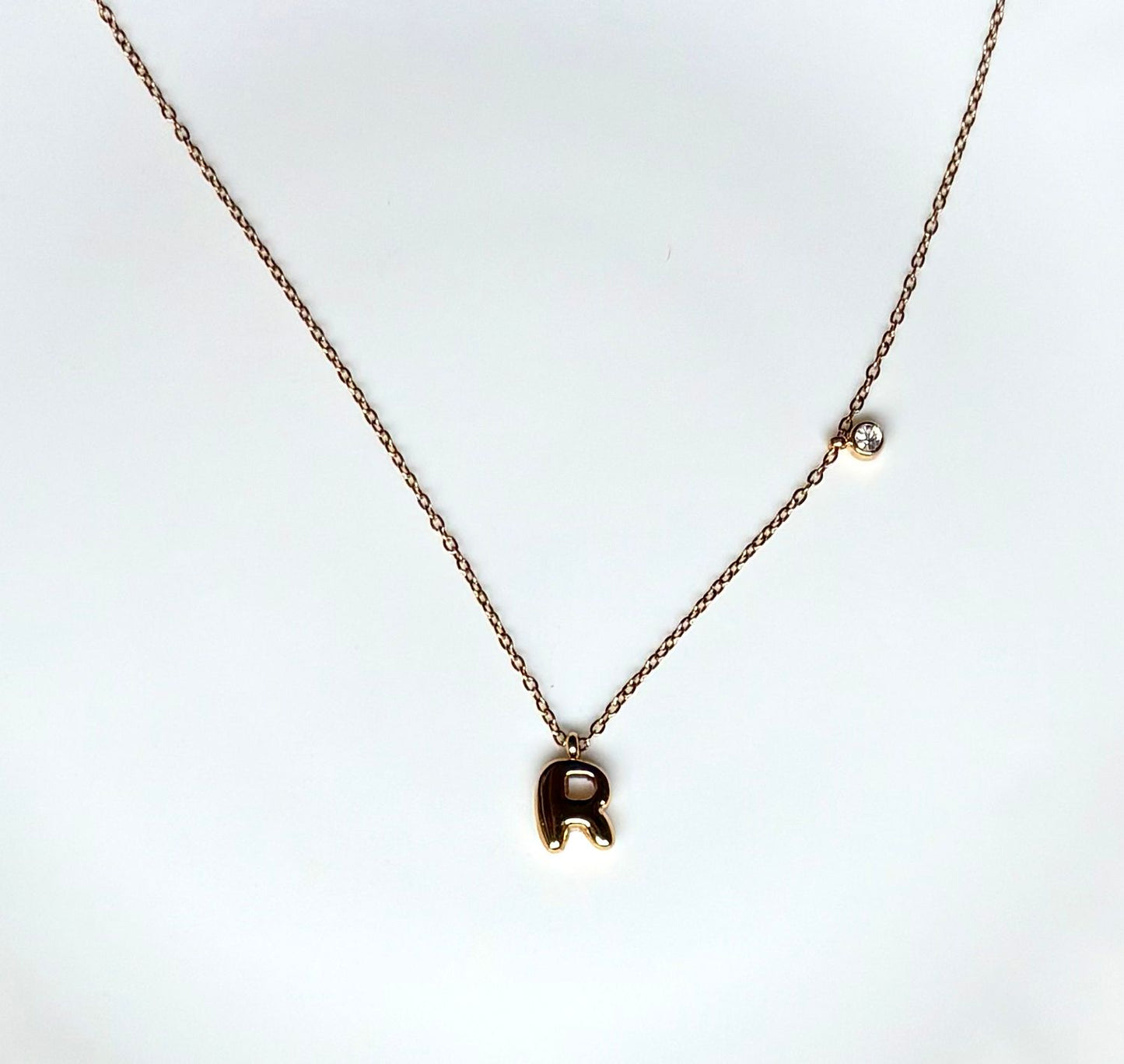 Dew Drop Initial Necklace "R"