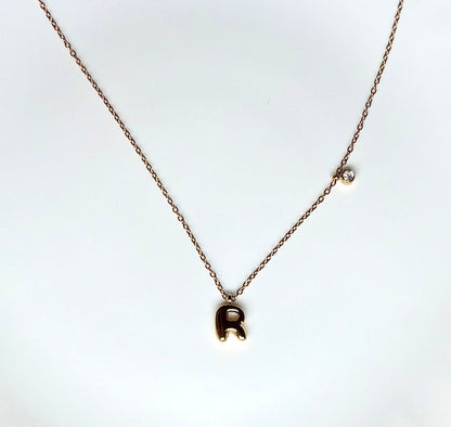 Dew Drop Initial Necklace "R"