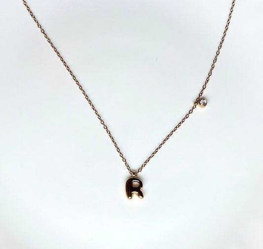 Dew Drop Initial Necklace "R"