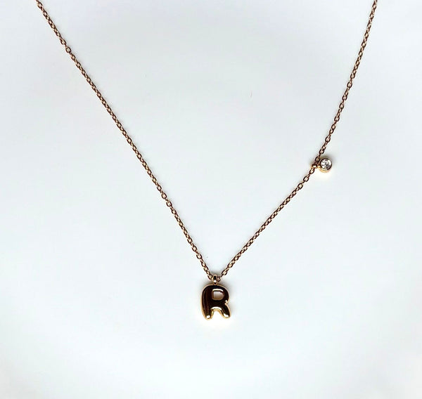 Dew Drop Initial Necklace "R"
