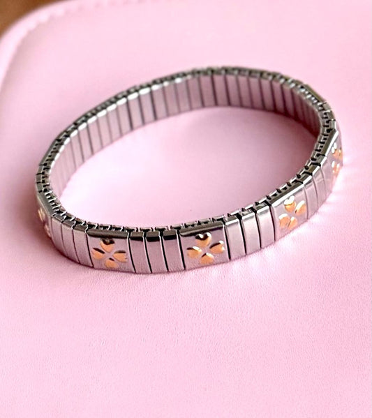 Stainless Steel Floral Stretch Bracelet