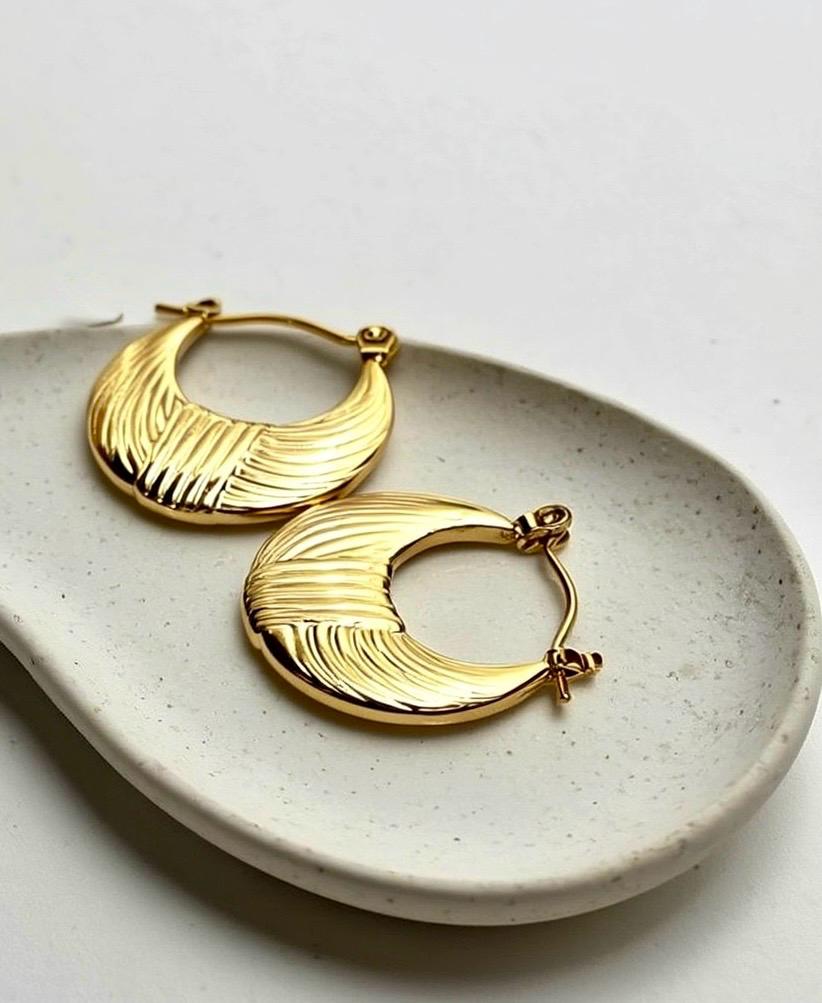 Textured Crescent Hoops Earrings
