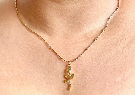 Gold Rose Charm Necklace