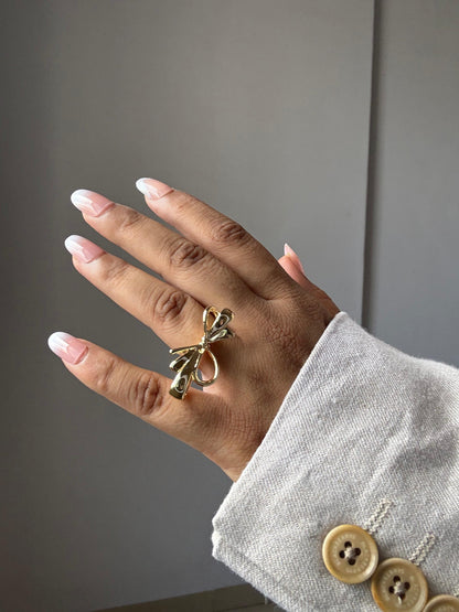Gold Abstract Bow Knot Ring