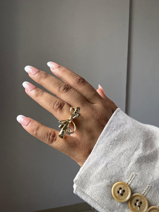 Gold Abstract Bow Knot Ring
