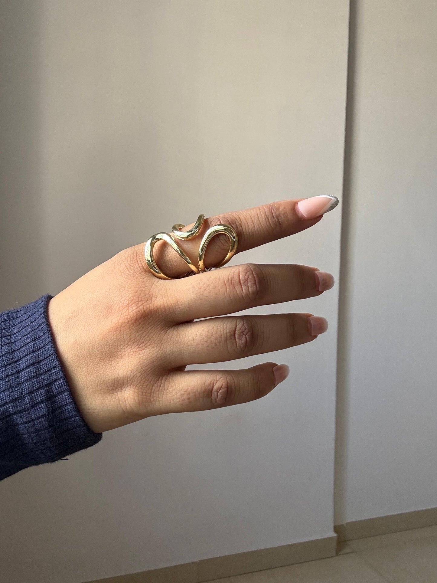 Gold Abstract Flow Statement Ring