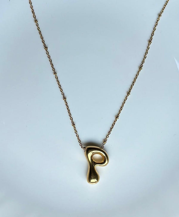 Golden Flow Initial Necklace – P