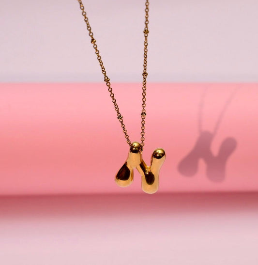 Golden Flow Initial Necklace – N