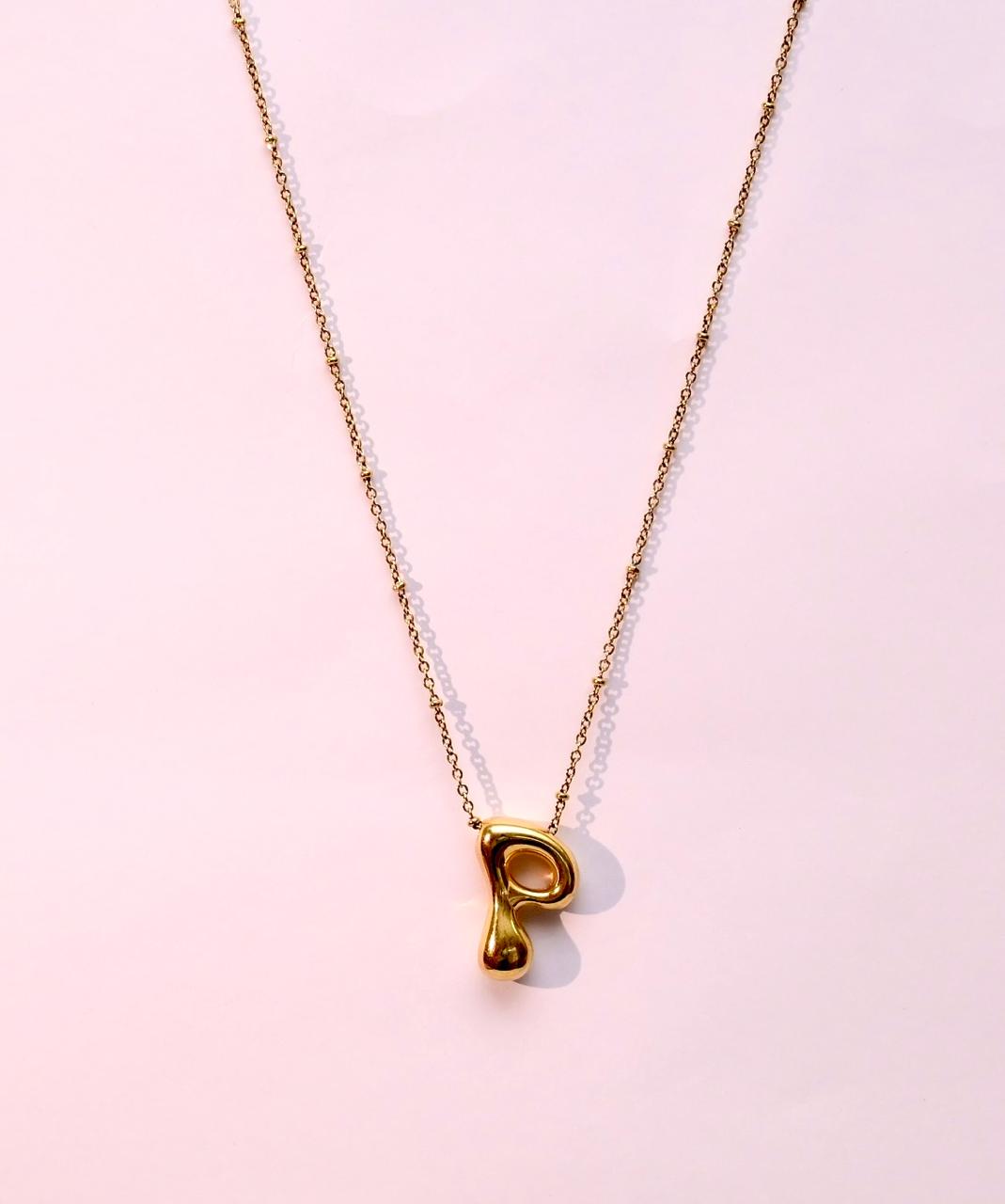 Golden Flow Initial Necklace – P