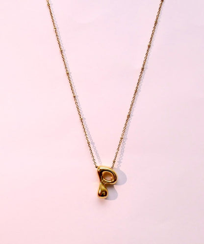 Golden Flow Initial Necklace – P