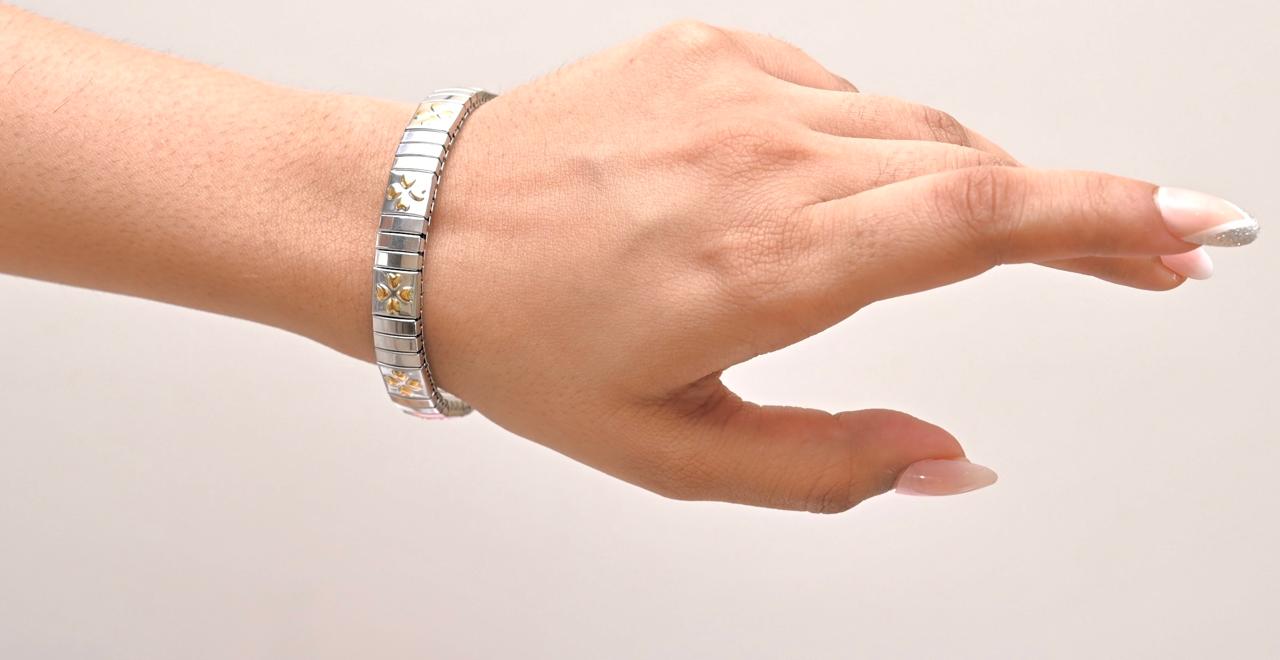 Stainless Steel Floral Stretch Bracelet