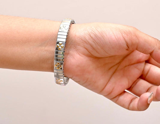 Stainless Steel Floral Stretch Bracelet