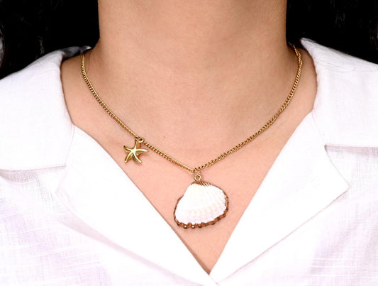 Gold Seashell & Starfish Necklace