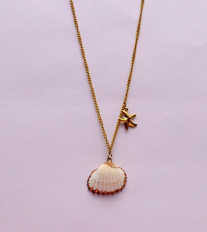 Gold Seashell & Starfish Necklace