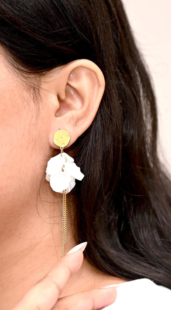 Floral Drop Earrings with Chains