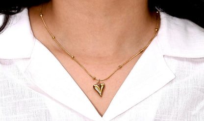 Gold Puffy Heart Pendant Necklace