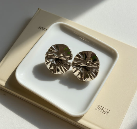 Silver Sculpted Statement Earrings